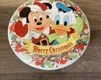 Caramelos vintage estadounidenses de edición de coleccionista, redondos, de 5 1/2" con la inscripción "Feliz Navidad".