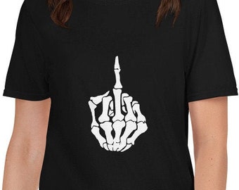 Skeleton Middle Finger T-Shirt | Skeleton Hand Middle Finger | Graphic Tee