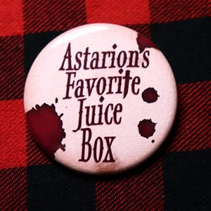 Astarion&#39;s Favorite Juice Box Pin | BG3 Inspired Button