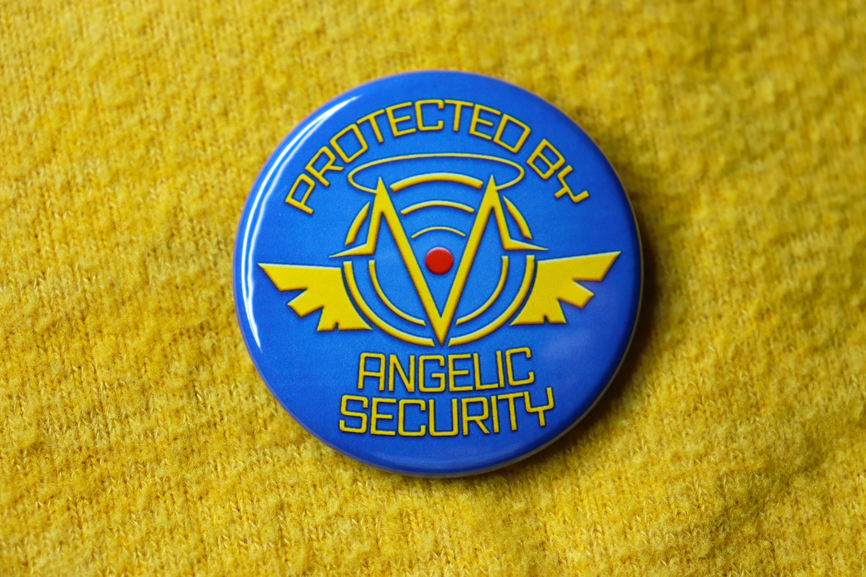 Protected by Angelic Security Pin | Vox Tech Inspired Button - Etsy
