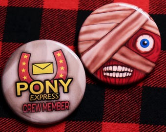 Curly Face and Pony Express Crew Memeber Button | Mouthwashing Inspired Pins