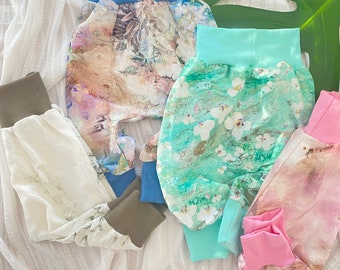 Linen harem pants with various patterns