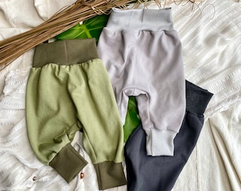 Organic cotton piqué harem pants in various colours