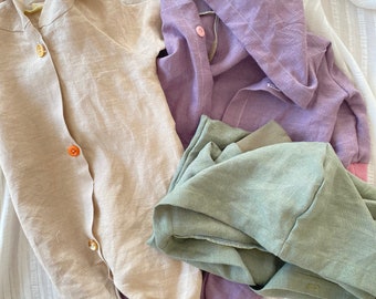 Linen overall in various colors with hood - unlined