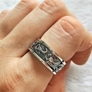 Sterling Silber Skorpion Spinner Ring: Unisex Meditation Band