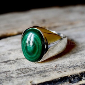 Handmade Ring 925 Sterling Silver Mens Gemstone Ring Wedding Ring Signet Mens Ring Huge Ring Unisex Ring Malachite Men's Ring