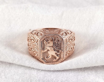 Lion Of Judah Signet Ring: 925 Sterling Silver, Turkish Mens Ring