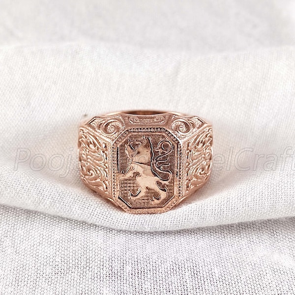 Lion Of Judah Signet Ring, 925 Silver Jewelry, Lion Of Judah, Mens Signet Ring, Signet Gold Unique Artisan Ring, Turkish Men's Ring