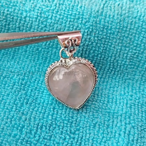 Handmade Rose Quartz Heart Pendant: 925 Sterling Silver Necklace