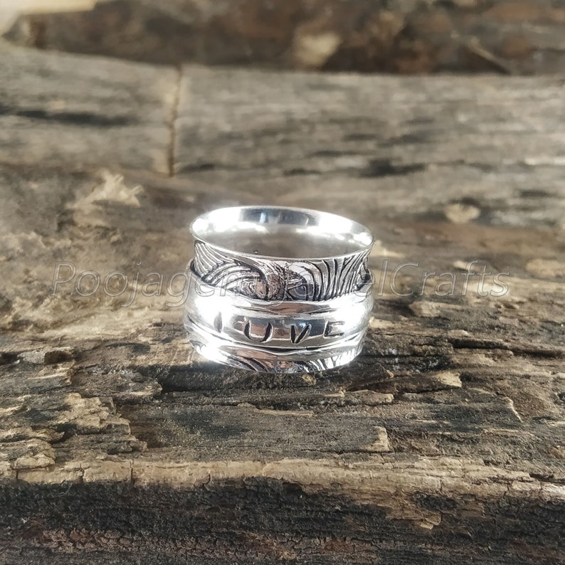Custom Mans Ring Boho Ring Mothers Ring Letter Band Ring Love Ring Love Personalized Ring Promise Ring Engraved Ring Spinner Ring