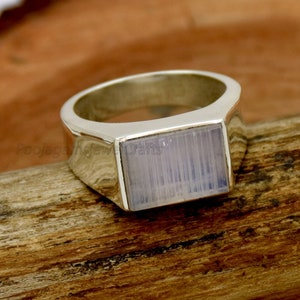 Blauer Mondstein Siegelring: Handgemachter 925 Sterling Silber Ring Ottoman Style