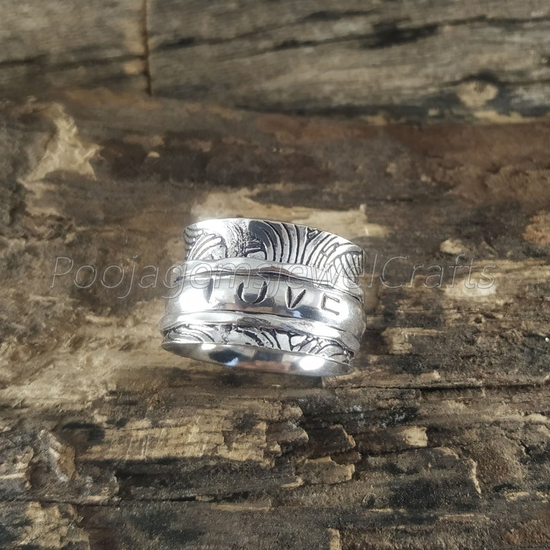 Custom Mans Ring Boho Ring Mothers Ring Letter Band Ring Love Ring Love Personalized Ring Promise Ring Engraved Ring Spinner Ring