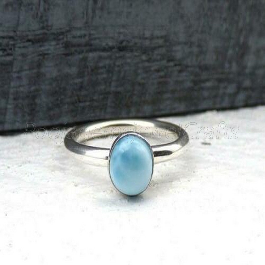 Larimar Ring Women, 925 Silver Rings, Larimar Ring Silver, Boho Ring ...