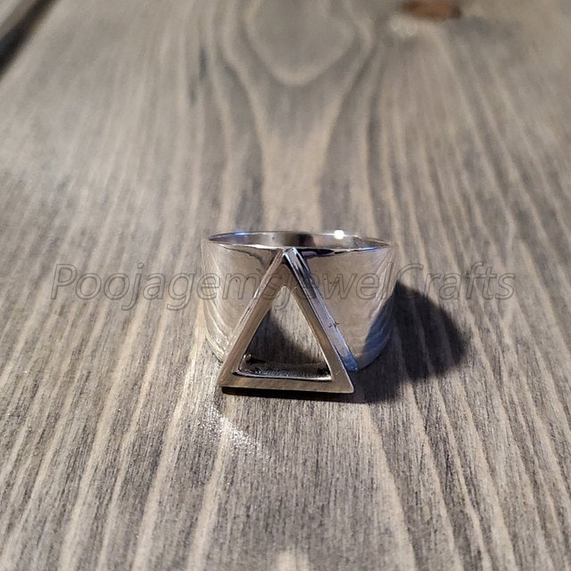Buy 925 Silver Triangle Ring, Men Signet Ring Engraved, Geometric 