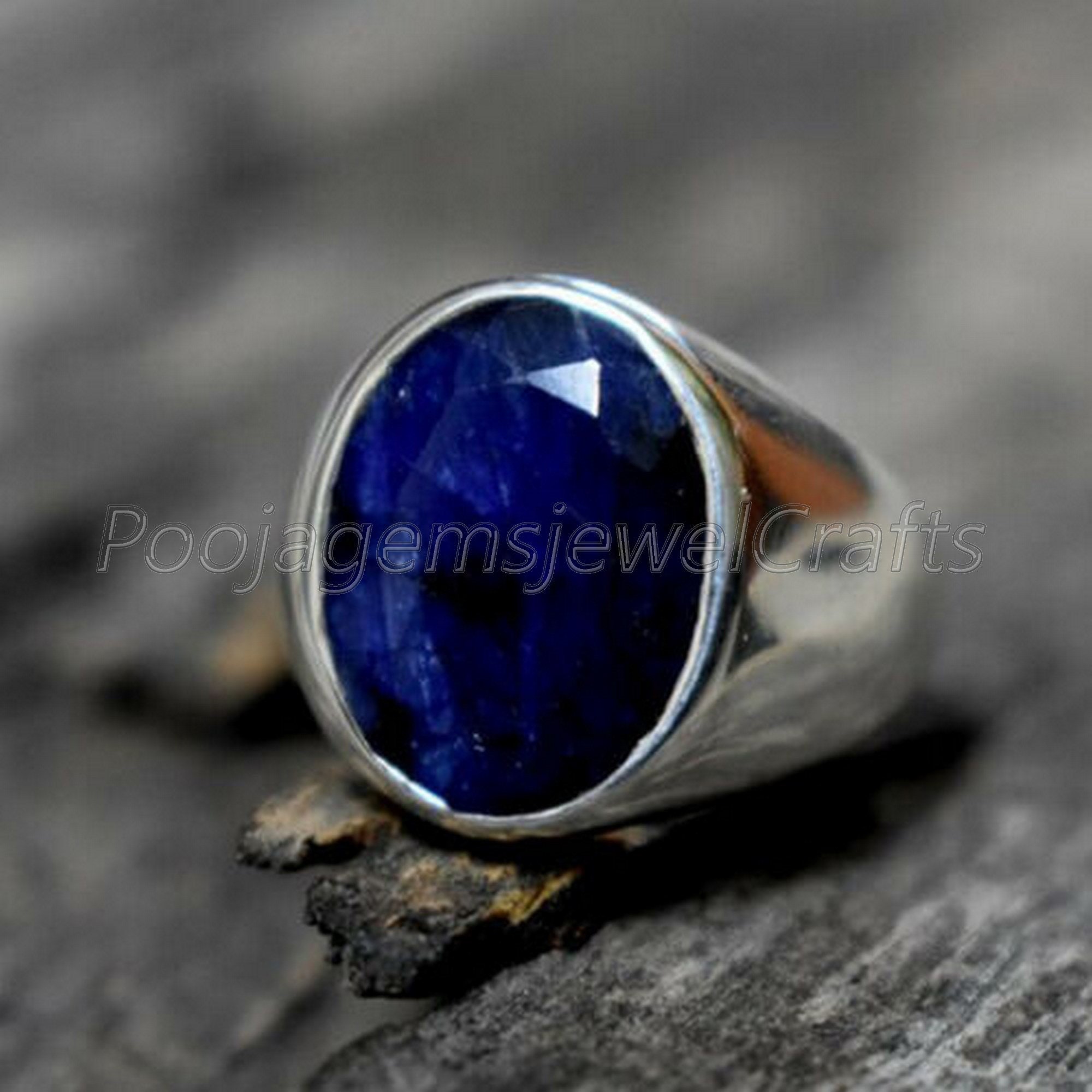 Blue sapphire silver ring for men deals