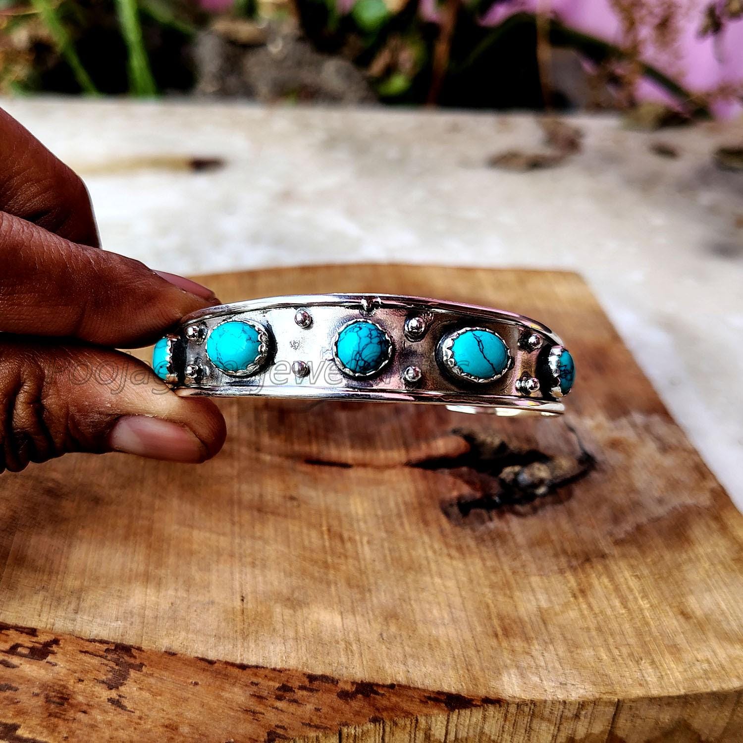 Bracciale Con Catene E Pietra Turchese. - Gioielli - Bracciali E Ca... | Su