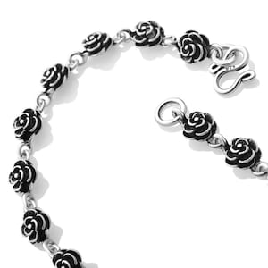 ★rosemont★ Silver Black Bead Bracelet La Vie En Rose RA24D Amazon.com: Rose Bracelet Silver Rose Jewelry Silver Flower