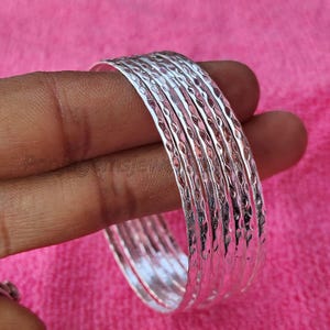 Hammered Sterling Silver Bangle Set: Handmade 925 Silver Bangles