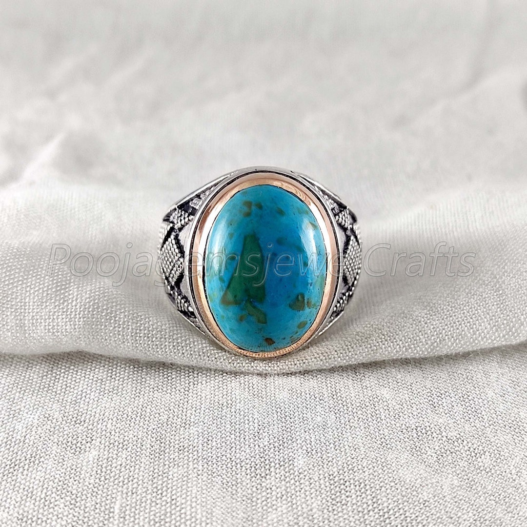 Tibetan Turquoise Ring Men Mens Handmade Rings 925 Silver Etsy