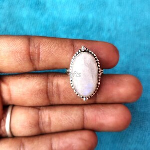 Blue Moonstone Ring, 925 Sterling Silver, Oval Moonstone Ring, Handmade Ring Silver, June Birthstone, Hip Hop Rings, Gift For Girlfriend