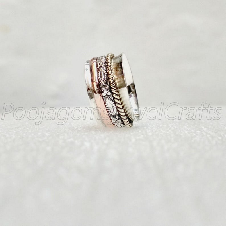 925 Sterling Silver Spinner Ring Meditation Ring Anxiety Worry Ring Thumb Spinner Ring Fidget Ring Spinning Ring Handmade Spin Ring #112