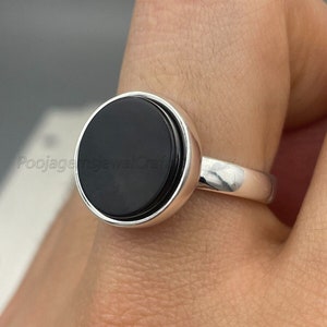 Black Onyx Ring Men, Mens Ring, Black Onyx Ring Silver, Handmade Ring For Men, Round Onyx Stone Ring, 925 Silver Mens Ring, Signet Ring Men