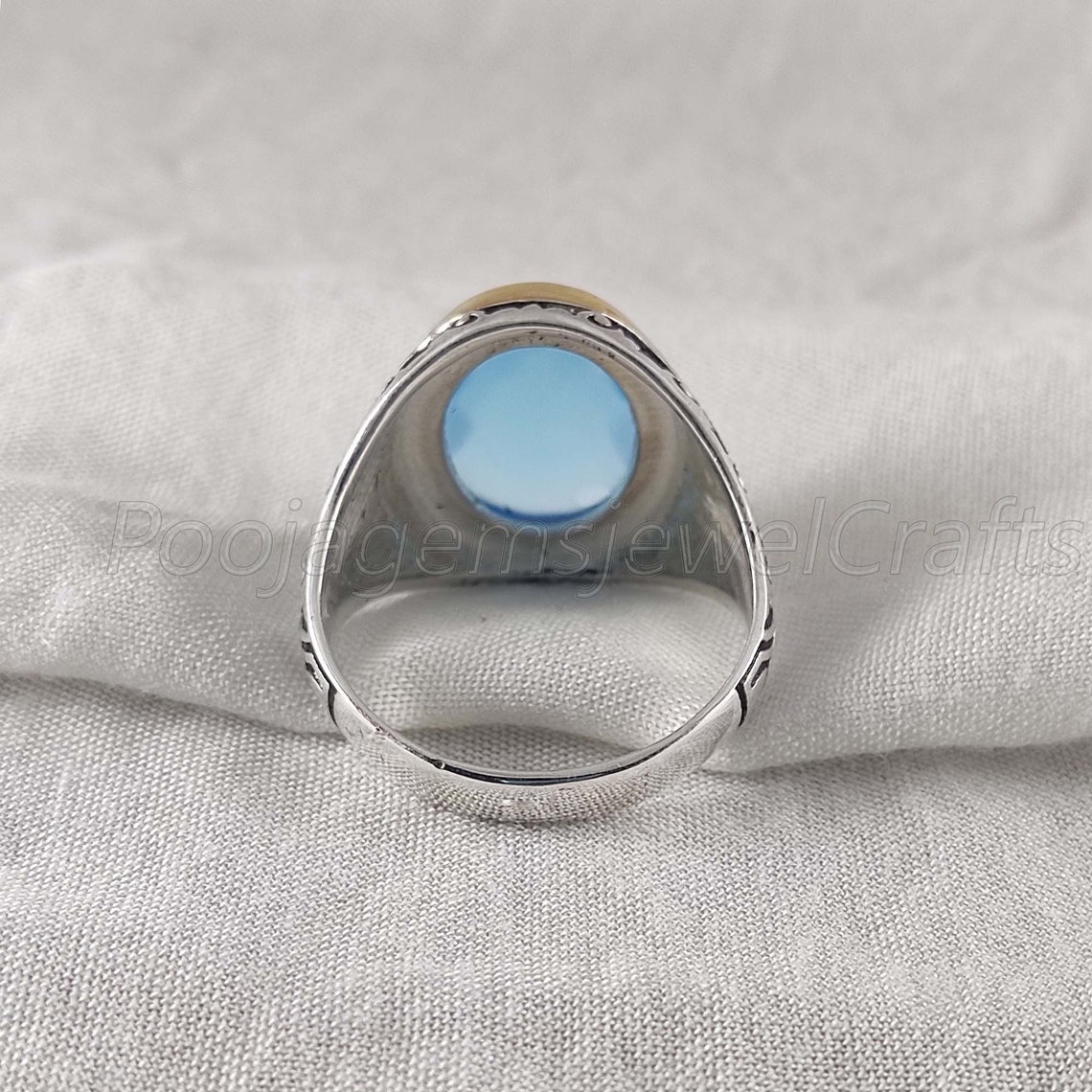 Blue Topaz Ring 925 Silver Ring Ring Mens Etsy