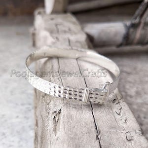 Hammered Unique Silver Bangle Bracelet, Rigid Sterling Silver Bangle, Bohemian Jewelry, Gothic Bangle, Cocktail Gift for Her
