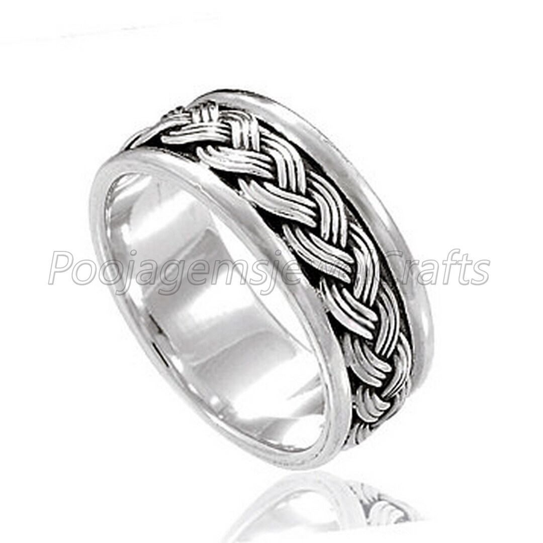 Sterling Silver Spinner Braid Ring For Men | Solid 925 Silver, Moving Band, Size 11.5, Gift Pouch - View #9