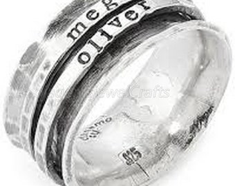 925 Silver Ring, Letter Band Ring, Spinner Ring, Engraved Ring, Love Personalized Ring, Boho Ring, Love Ring, Promise Ring, Custom Mans Ring
