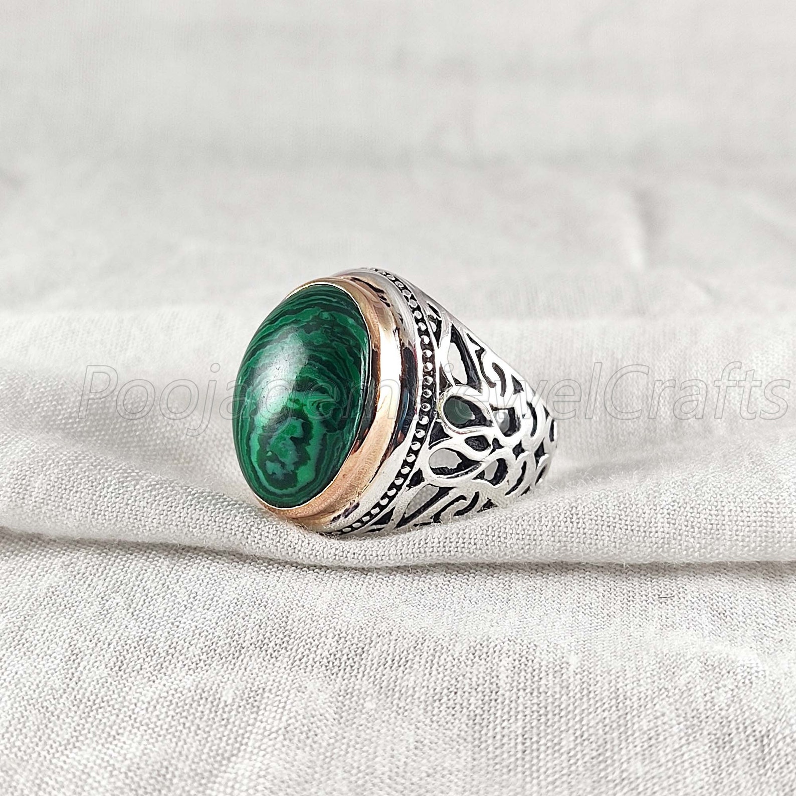 Malachite Ring Mens Ring 925 Silver Ring Malachite Mans Etsy
