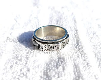 Lion Spinner-ring: 925 sterlingzilveren uniseks band