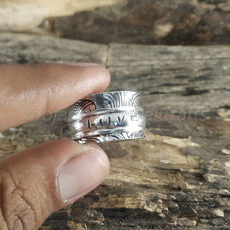 Custom Mans Ring Boho Ring Mothers Ring Letter Band Ring Love Ring Love Personalized Ring Promise Ring Engraved Ring Spinner Ring