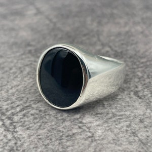 Black Onyx Ring Men, Mens Ring, Black Onyx Ring Silver, Handmade Ring For Men, Oval Onyx Stone Ring, 925 Silver Mens Ring, Signet Ring Men