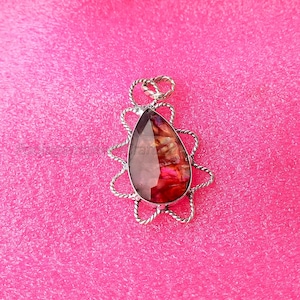 Ammolite Gemstone Pendant, 925 Silver Necklace, Pear Ammolite Pendant, Handmade Pendant, Delicate Pendant, Statement Pendant Gift For Mom