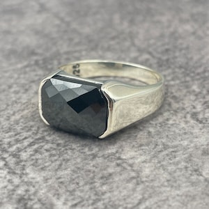 Black Onyx Ring Men, Mens Ring, Black Onyx Ring Silver, Handmade Ring For Men, Octagon Onyx Stone, 925 Silver Mens Ring, Signet Ring Men