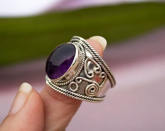 Ring " Lavendel " 925er Sterlingsilber rho mit einem Zirkonia Amethyst