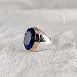 Blue Sapphire Ring Men, Mens Handmade Ring, 925 Silver Ring, Turkish Ring Men, Gift For Him, Men's Ring, Signet Ring Men, Father’s Day Gift