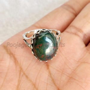 Designer Bloodstone Ring, Delicate Ring, Solid 925 Sterling Silver Ring, Natural Gemstone Ring, Handmade Ring, Promise Ring, Gift For Her