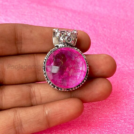 ハンドメイドピンクトルマリンペンダント：925スターリングシルバー