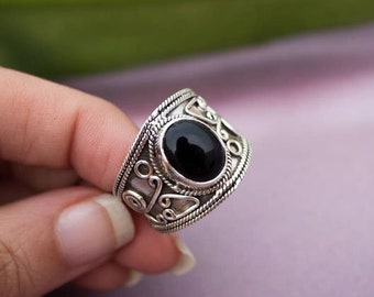 Black Onyx Ring Women, 925 Silver Rings, Dainty Ring Women, Handmade Ring, Stackable Ring, Minimalist Ring, Ring For Women, Gift For Wife