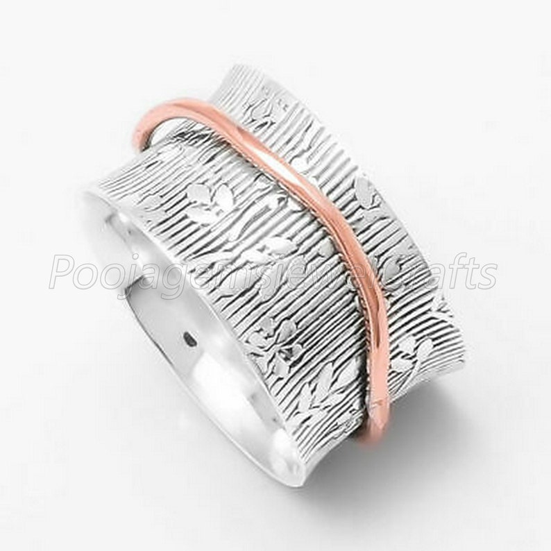meditation statement jewelry wide band ring spinner rings for women fidget ring huge ring #09 solid 925 sterling silver spinner ring