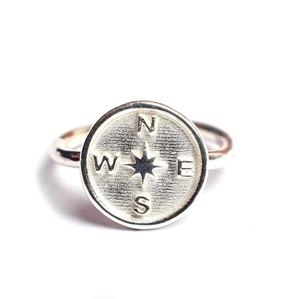 925 Silver Ring, Compass Ring Silver, Inside Engraved Ring, Personalized Stacking Ring, Dainty Compass Ring,Compass Ring Gold,Ring For Women