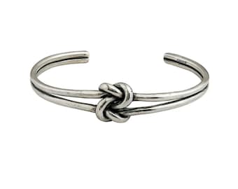 Sterling Silver Celtic Knot Bangle, Adjustable Cuff Bracelet