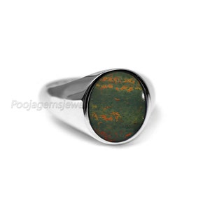 Natural Bloodstone Gemstone Ring, Unique Men's Ring, Birthstone Ring For Men, 925 Sterling Silver Ring, Bloodstone Men Ring, Halloween Gift