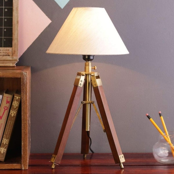 Wooden Tripod Poly Table Tripod Lamp Beautiful Design home decor