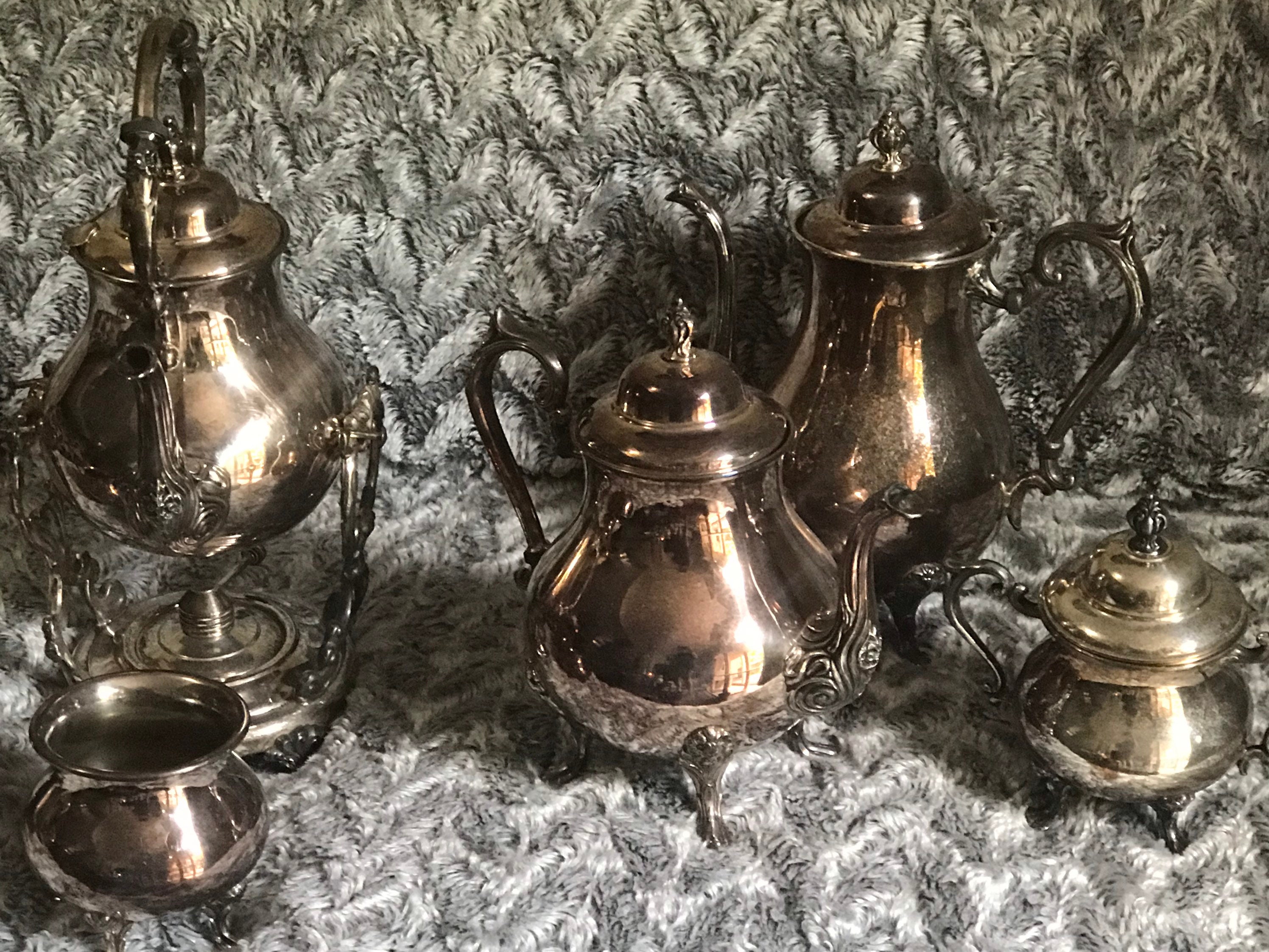Complete 8piece Sheridan Silverplate Tea Set with Carafe Etsy