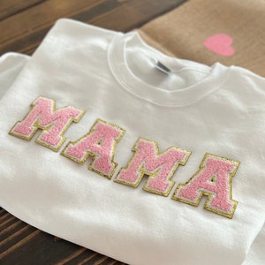 Moletom com remendo de chenille, moletom da mamãe, moletom com remendo da mamãe, moletom com remendo da mamãe, presente do dia das mães, moletom com remendo de letras