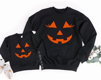 Kids Pumpkin Sweatshirt, Toddler Boy Sweatshirt, Glow in the Dark, Jack O Lantern Sweatshirt, Toddler Girl Halloween, Mommy and Me Halloween