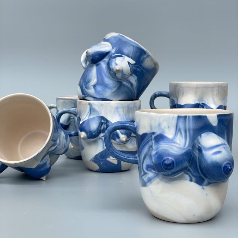 Boobs Cup Ocean Marbles Tits Mugs Nature Handmade Nude Etsy